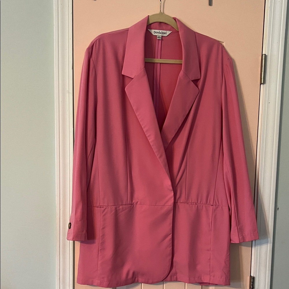 DAVI & DANI Rose-Pink Relaxed Blazer